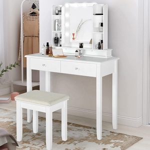 <strong>Black</strong> Dresser Makeup <strong>Vanity</strong> <strong>Table</strong> with Mirror and Chair - Product Image 6