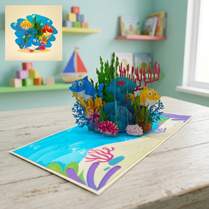 <b>Sharks</b> Pop up Card Handmade Paper Craft Home Decoration Vietnam Birthday Gifts Best Seller Custom Design - Product Image 5