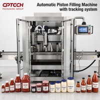 Machine de remplissage à piston à double tête servo-électrique CPTECH pour sauces, ketchup et mayonnaise, en acier inoxydable de qualité alimentaire, remplissage par volume