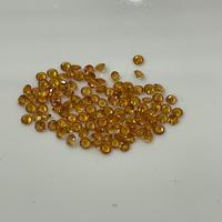 Batu Permata Safir Kuning Oranye Alami 9mm Buatan Tangan, Potongan Bundar Brilian, Tanpa Bingkai, Terolah Panas, Cincin Kustom Grosir, Batu AAA