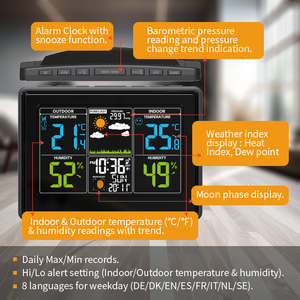 <span class=keywords><strong>Station</strong></span> météo numérique moderne avec boîtier en plastique, capteur sans fil et horloge - Product Image 5