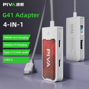 Adaptador de juego tipo <span class=keywords><strong>C</strong></span> 4 en 1 3,5mm PD60W carga rápida <span class=keywords><strong>USB</strong></span> <span class=keywords><strong>C</strong></span> transferencia de datos USB2.0 DAC 32Bit/384Khz 480Mbps Pantalla de potencia de carga - Product Image 2