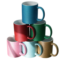 Prix usine coloré changeant tasse en céramique 11 oz blanc Sublimation coeur rouge poignée ronde paillettes tasse magique
