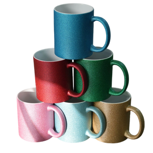 Taza Mágica de Cerámica de 11 oz <span class=keywords><strong>con</strong></span> Purpurina que Cambia de Color, Asa Redonda y Corazón Rojo para Sublimación, Precio de Fábrica - Product Image 1