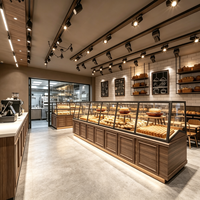 Luxuriöse Vintage Holz-Aluminium Brotvitrine Hochwertige Multifunktionale LED-Glas Umweltfreundliche Bäckerei-Ausstellungsvitrine für Premium-Produkte
