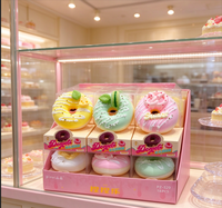 Jouet Squishy en Plastique Macaron Donut de 9 cm, Rebond Lent, Aliment Simulé, Anti-Stress, Jouet Fidget pour Filles, Idéal pour le Bureau