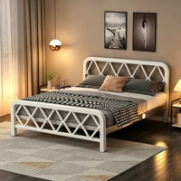 Cadre de lit métallique robuste Queen/King avec têtes et pieds de lit extensibles, style minimaliste moderne, démontable, pour appartement, hôpital, hôtel