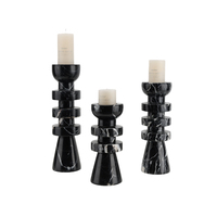 Porte-bougie en marbre noir WeiVibe, design superposé, vente en gros personnalisée pour la décoration de maison de luxe