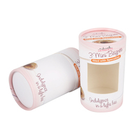 Carton rond personnalisé boîte d'emballage alimentaire pour biscuits brownie tube de papier cadeau pour dessert de Noël avec fenêtre d'ouverture découpée