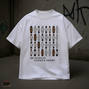 T-shirt Vintage con Grafica a Griglia di Orologi, Stile Retrò, Streetwear Oversize Unisex, Regalo Estetico Minimalista - Product Image 3