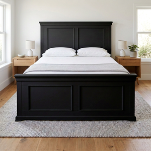 Cadre de lit classique en bois Radiata et MDF – Construction robuste et durable en noir ou blanc, plusieurs tailles disponibles - Product Image 6