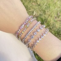 Bracelet en pierre de zircone cubique Cz, bijoux tendance en forme de cœur, Bracelet de mariage en diamant pour femmes et hommes, Bracelets de Tennis Hiphop