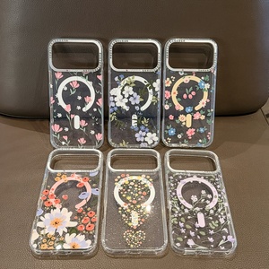 เคสโทรศัพท์ใสลายดอกไม้แบบแม่เหล็กสำหรับ iPhone 18 15 16 17 Pro Max รองรับการชาร์จไร้สาย ป้องกันการกระแทก - Product Image 2