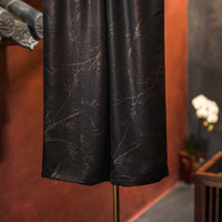 Pantalon large en soie Xiangyun de style chinois pour femme, avec taille élastique, couleur café, coupe amincissante, jambe droite 5825