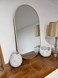 <span class=keywords><strong>Miroir</strong></span> mural moderne en forme de pilule, ovale <span class=keywords><strong>noir</strong></span>, en verre, avec cadre en aluminium 40x90, pour salle de bain, salon, chambre à coucher - Product Image 2