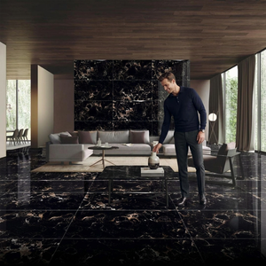 Ocean Black Luxury Glossy Marble Look Glazed Porcelain Tiles 600x1200mm 60x120cm Floor <b>Wall</b> Tile - Product Image 6