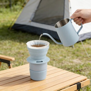 ชุดเครื่องชงกาแฟแบบพกพาสีฟ้าอ่อน ดีไซน์มินิมอล สำหรับการตั้งแคมป์กลางแจ้ง ทำจากซิลิโคน - Product Image 1