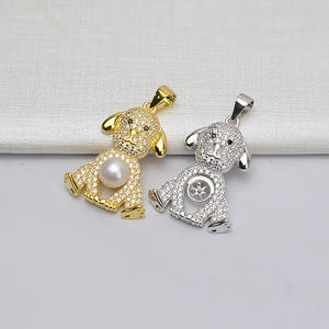 Colgante de Plata de Ley S925 con Diseño de Perro del Zodiaco, Estilo Han, para Mujer, con Base para Perla Vacía de 6-7 mm, Accesorios para Mujer, 574 - Product Image 1