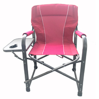 Chaise de directeur rose pliable en tube plat pour maquillage en plein air, camping, xxl, avec table