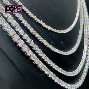 4mm 5mm en stock Moissanite Tennis Chain Pass Diamond Tester 925 Sterling Silver Iced Out Tennis Chain - Product Image 4