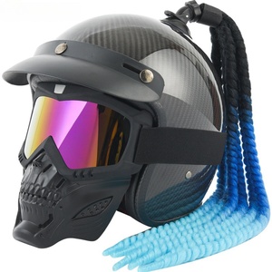 Nouveau casque de moto rétro en fibre de carbone léger taille extra large - Product Image 2