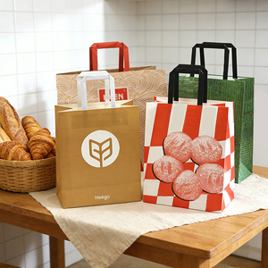 Bolsas de Papel Kraft Personalizadas con Asa para Panadería, Bolsa de Papel Ecológica para Empacar Pan y Pastelería para Llevar y Entrega a Domicilio - Product Image 2