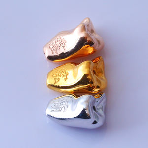 Su misura stile Hip Hop 925 argento in oro reale placcato denti dentali Grillz tinta unita placcato in oro 10K - Product Image 1