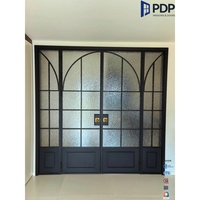 Puerta Francesa Doble de Estilo Vintage PDP, Construcción de Aleación de Aluminio, Mosquitera de Fibra de Vidrio para Uso Interior/Exterior, Dormitorio, Villa
