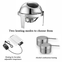Autres fournitures hôtelières et de restauration : Réchauds de luxe pour aliments, Chafing dish rond hydraulique à charnières, Plat de buffet doré