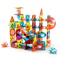 Ensemble de 160 pièces de blocs de construction magnétiques pour circuit de billes 3D DIY, labyrinthe, jouet éducatif pour le développement de la pensée spatiale pour enfants