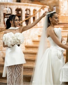 Vestidos de Dama de Honor Largos, Blancos Marfil, Brillantes, Sexys, para Bodas, Fiestas de Graduación, Verano, Económicos, BM691 - Product Image 3