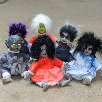 Poupée fantôme d'Halloween, position assise, activée par capteur, avec effets lumineux et sonores, réutilisable, en plastique, pour décoration de sécurité, fonctionne avec piles AAA