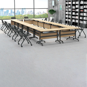 طاولة مؤتمرات حديثة قابلة للطي من LIWEI مع إطار معدني وكراسي قابلة للطي وعجلات ورف تخزين، مكتب/طاولة دراسة - Product Image 5