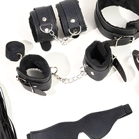 Ensemble de 6 pièces de restraints BDSM Netphi avec menottes pour poignets et chevilles, collier, bâillon à boule, bandeau pour les yeux et fouet sexuel, jouet sexuel pour couples pour la chambre à coucher