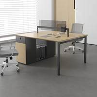 Ensemble de chaises de bureau commerciales de luxe MEKIA, bureau d'ordinateur moderne avec cadre en acier PVC, poste de travail pour 4 personnes, table longue
