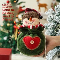 Sacs cadeaux en feutre patchwork avec boutons, motif pomme, renne, gnome, bonhomme de neige, pochette à cordon pour Noël, fruits, bonbons, emballage cadeau pour la veille de Noël