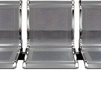 Chaise d'attente robuste en acier inoxydable, banc public perforé avec accoudoirs pour hôpital, aéroport, clinique, réception, hall