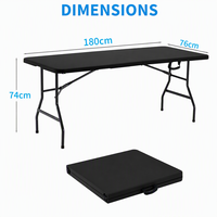 Table d'événement pliable en plastique de 1,8 m (6 pieds) à vendre directement par Moon Factory, avec cadre de support antirouille, idéale pour les salons professionnels et les boutiques éphémères