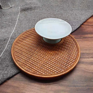 Bandejas de Madera de Sapele con Bordes Tallados, Estilo Chino, Platos para Servir en Hoteles y Restaurantes, Platos Planos Hechos a Mano - Product Image 2