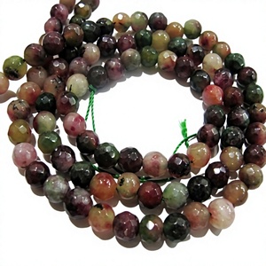 Cuentas facetadas redondas de zoisita rubí genuina natural de 6 mm, hebra de 8 pulgadas - Product Image 1