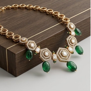 Parure de bijoux de luxe en argent 925 pour femme, avec moissanite, style indien traditionnel, pour mariage, fête ou cadeau - Product Image 5