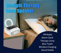 Bedlamp Blue Tooth Speaker Met Digitale Wekker Draadloze Oplader Fm Klok Radio Bt Speaker Therapie Lamp