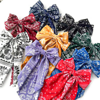 Barrette à cheveux vintage avec grand nœud en tissu à motifs Paisley et fleurs, pour filles, idéale pour la décoration des cheveux lors de fêtes