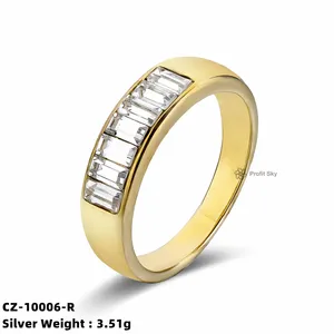 厂家价格时尚珠宝制造商女士戒指立方氧化锆钻石镀金纯银925戒指