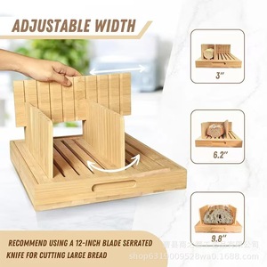 Kenomaza <b>Bread</b> Slicer 9.8 Inch Adjustable Width Wooden <b>Bread</b> <b>Cutter</b> For Home Use - Product Image 2