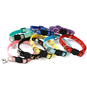 <span class=keywords><strong>Collar</strong></span> de Seguridad Desprendible para Gatos, Color Dorado Brillante, con Estampado de Luna y Estrellas, Material de Nailon Sólido y Etiqueta con Campana - Product Image 4