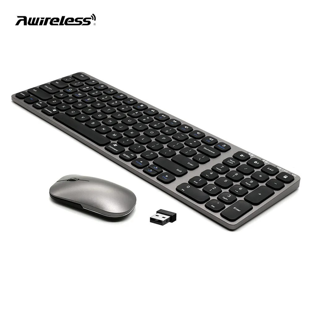 Awireless 3 in 1Custom Cheap Ergonomic Ultra Thin Portable Russian Wireless 2.4G Wireless Bluetooth Keyboard And Mouse Combos