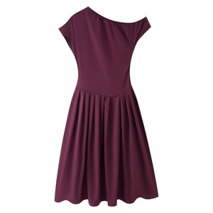 Abbigliamento Donna Estivo Nuovo Elegante Vestito Lungo Monospalla Plissettato Leggermente Maturo - Product Image 6