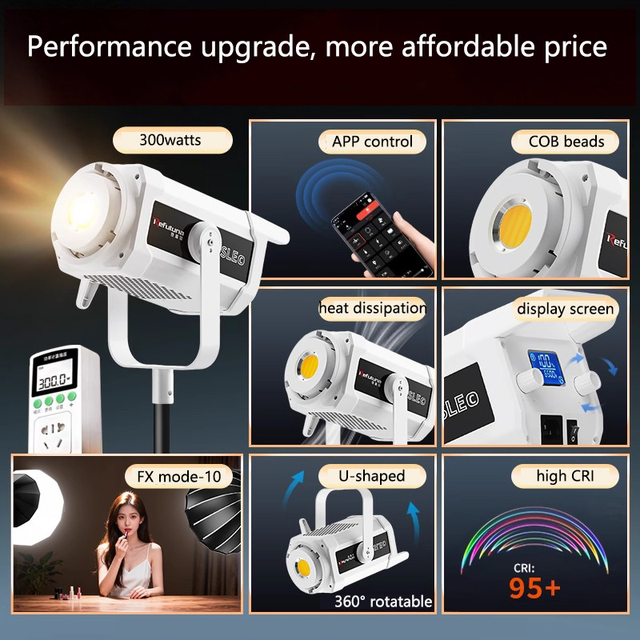 300W Fill Light Photo Shoot Live Streaming Photography Lamp Soft Light Cob Led Adjustable Color Video Studio Portrait Light
