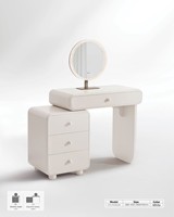 Table de toilette moderne minimaliste en bois de bouleau avec miroir éclairé, rangement durable, écologique, modulaire, chambre à coucher assemblée